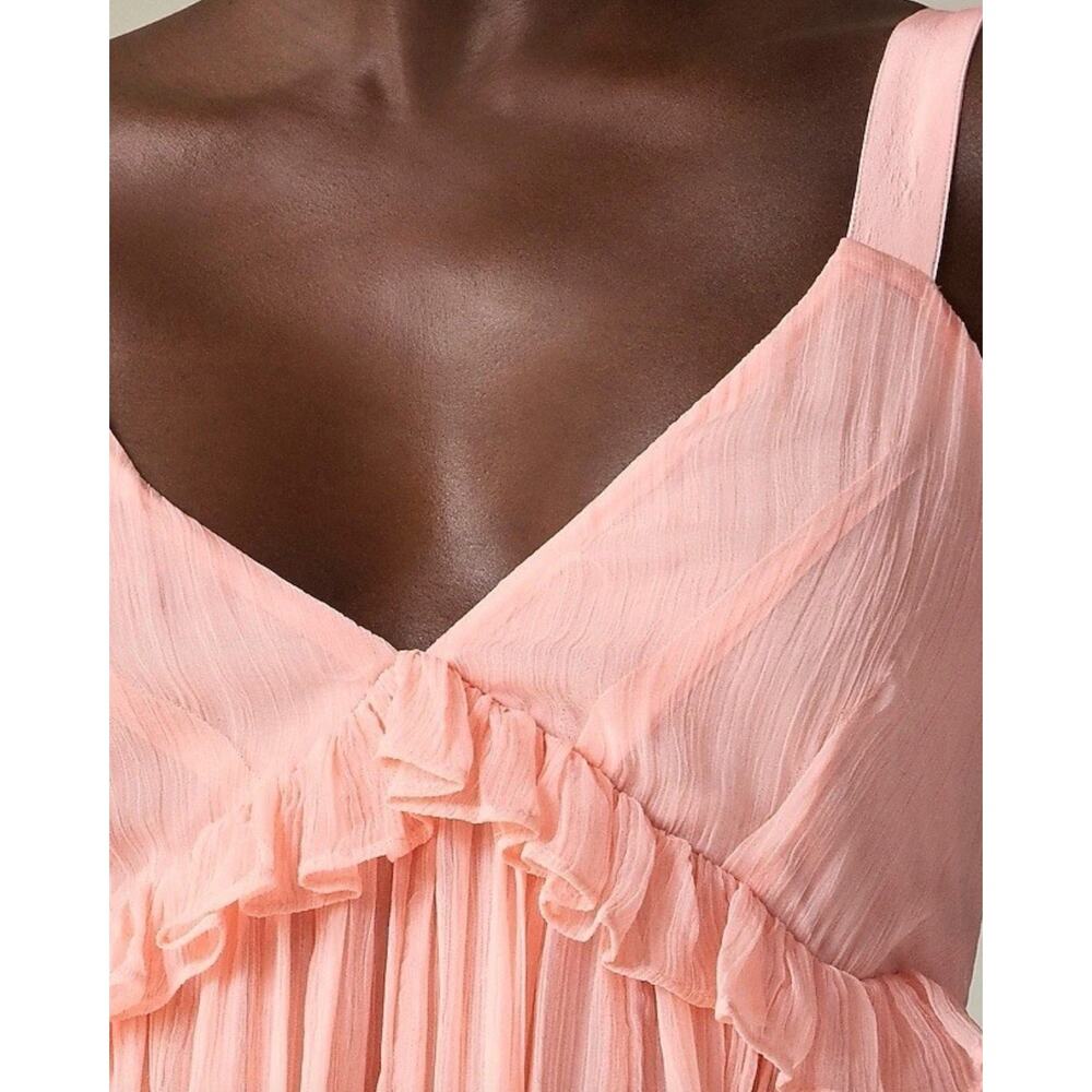 J.Crew Collection Ruffle Trim Midi Dress Crinkle Cupro Blushed Peach US 2 NWT - Picture 2 of 14